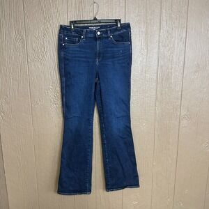 CHICO'S WOMEN'S BLUE DEFINE‎ ME FLARE JEANS SZ 10R DARK WASH DENIM STRETCH